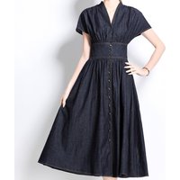 Wholesale Boutique Clothing Summer 2025 New Denim Skirt Retro Casual Waist Dress for Women