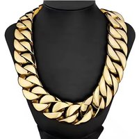 Mens 31MM Large Heavy Polished Stainless Steel Plated 18K Gold Plated Thick Chunky Cuban Curb Chain Link Necklace Bracelet
