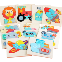 New Arrival Wooden Children 3D Cartoon Animal DIY Jigsaw Puzzle Educational Intelligence Exercises Toys for Toddler