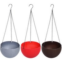 Outdoor Round Rattan Style Plastic Hanging Plant Pot