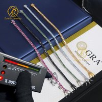 Customize Moissanite Chain 18k Gold Plated Silver Necklace 3/4/5mm Yellow Blue Green Moissanite Hip Hop Tennis Chain Bracelets