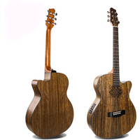 Wholesale Smiger Hot Sale High Quality Walnut Wood Electric Acoustic Guitar New Cutaway with Engraved Flower Sound Hole Design