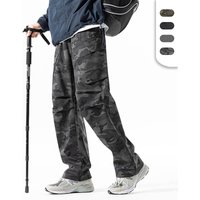 Custom Logo Men's Leisure Street Wear 100% Polyester Waterproof Camouflaged Trackpants Elastic Waist Pants