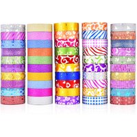 Hot Selling 50pcs/set DIY Custom Glitter Washi Tape Set Water Activated Paper Tape for Girls Craft Decoration