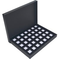 3-6cm Acrylic square Transparent Glass Cover Jewelry Bare Stone Box Storage Display PU Leather Tray With Lid Sample Box Storage