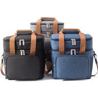 Solid Color Oxford Cloth Large Capacity Double Layer Insulated Reusable Casual Lunch Bags Multifunctional Waterproof Picnic Tote