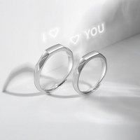 Premium Simple Style 925 Sterling Silver Platinum Plated Couple Rings Optical Projection Customizable Logo Trendy for Parties