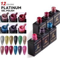 JTING 12 Colors Nail Gel Art Shiny Platinum Diamond Flash Painting Gel Polish OEM Private Label Platinum Uv Gel Polish