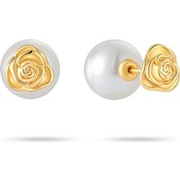 Wholesale Sterling Silver Jewelry S925 Earrings Gold Plated Rose Design Freshwater Pearl Earrings for Women