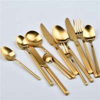 wholesale FDA stainless steel wedding gold cutlery spoon and fork knife golden flatware sets wedding cutlery