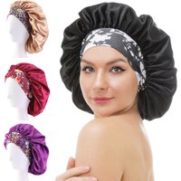 Custom Logo Wide Band Hair Bonnets Cap Flower Print Bonnet En Satin Designer Bonnets Hair Accessories Women