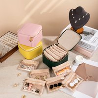 Novel Luxury PU Leather Jewelry Storage Box Simple Style Portable Individual Storage Pockets for Earrings and Necklaces