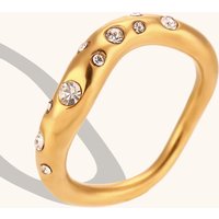 MS Simple Light Luxury Stainless Steel Gold Plated Ring Personalized Cross-Border Fashion Jewelry Hot Sale Ring