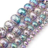 Natural Semi Gemstone 4/6/8/10MM Round Blue Multicolor Volcanic Rock Lava Stone Beads for DIY Bracelet Necklace Earrings