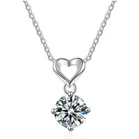 Classic Love Mosan Necklace with Emerald Cut Moissanite Charm in S925 Sterling Silver for Weddings Engagements Perfect Gift