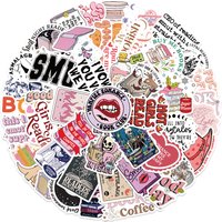 50PCS Cartoon Pink Cute Reading Paper Stickers DIY Luggage Refrigerator Love Moon Stickers Die Cut Sticker