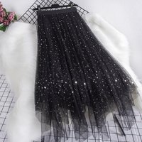 New Fashion Women'S Princess Sweet Skirt High Waist A-Line Pleated Tulle Mesh Midi Skirt