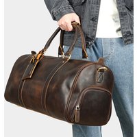 MARRANT Crazy Horse Leather Men's Travel Bag with Shoe Pouch Waterproof Leather Travel Bags Men Genuine Leather Duffle Bags