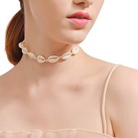 natural white puka conch choker sea cowrie shell necklace