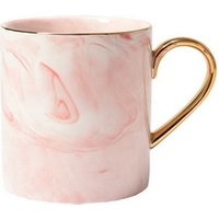 promotion customized V shape pink marble gold plated ceramic mug with gold handle