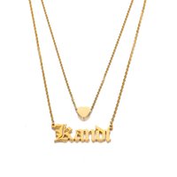 Mothers Day Dainty Letter Charm Pendant Stainless Steel Jewelry Plated 18k Gold Name Double Layer Necklace