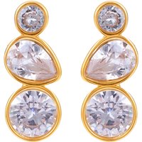Stainless Steel Earrings for Women Luxury Simple Geometric Water Drop Inlaid Zircon 18K Gold Plated New Design