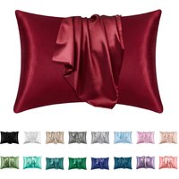 Custom Pillow Cover Ultra Soft Luxury Pillow Cases Set of 2 Envelope Closure Cooling Silk Satin Pillowcase for Hair and Skin