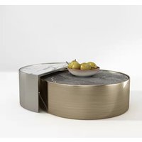 Middle Living Packing Room Furniture Round Marble Coffee Table Modern Gold Luxury Stainless Steel Frame Centre Table Set 2Pcs