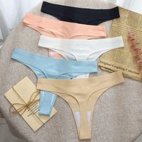 Custom Plus Size Women Seamless Thong OEM Sexy Invisible G-String Breathable Ice Silk Panties Big Size Ladies T-Back Underwear