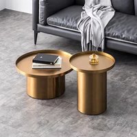 Luxury Metal Coffee Table Set Furniture Living Room Stainless Steel Golden Round Coffee Table Set