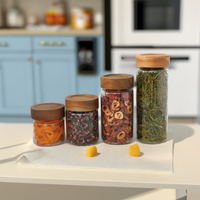 335 580 800ml Leakproof Screw Handmade Borosilicate Glass Food Storage Jar With Acacia Wooden Lid