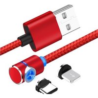 3.0 charging magnet usb cable fast braided charger 3 in 1 type-c micro usb charging magnetic cable for iphone android