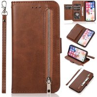 Luxury PU Leather Wallet Case for iPhone Xs /iPhone X Kickstand Feature Flip Folio Case with Card Slots Pockets for iPhone XS