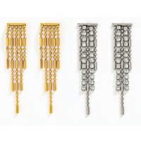 New Vintage 18k Gold Plated Stainless Steel Bead Curtains Zirconia Tassel Stud Earring Dainty Geometric Jewelry for Women