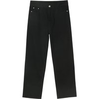 Men's Black White Loose Wide Leg Jeans 100% Cotton Button Detail Breathable & Eco-Friendly Mid Waist Vintage Casual Style