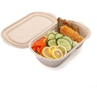 800/1000ml 2 Compartments Biodegradable Bagasse Pulp Molded Food Tray