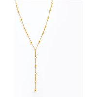Joolim Jewelry Dainty Flat Chain Y Tassel Pendant Bead Necklace 18K Gold Plated Stainless Steel Trendy Gift