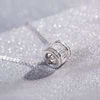 S925 Sterling Silver Cylinder Diamond Necklace with Zircon Cute Korean Style Wedding Jewelry Wholesale Temperament Collection