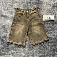 DENIMGUYS 2025 High Street Knee Length Men's Baggy Cargo Jorts Vintage Wash Raw Hem Carpenter Denim Shorts for Men