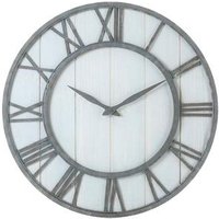 24 inch Large Antique Retro Metal Frame Wood Wall Clock