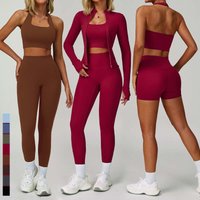 SHINBENE 4Pcs Yoga Workout Sets Sports Bra and Butt Lifting Shorts Leggings Gym Yoga Active Wear