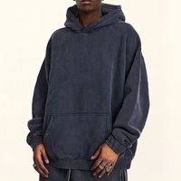 Heavy Acid Wash Hoodie 100% Cotton Puff Printed Sun Faded Hoodies Distressed Boxy Pullover with Hooded Collar