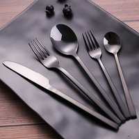 Fork Spoon Stainless Steel Flatware Pvd Plated Cutlery Silverware Black Tableware