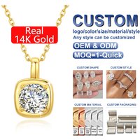 Fine Jewelry Woman Christmas Gift Luxury Wedding Mini Cute Sugar Cubes Hollow Hard 14K Gold 1 Carat Moissanite Pendant Necklace