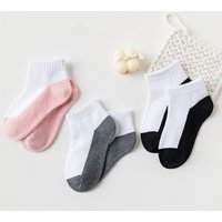 White Cotton Children's Student Short Socks for Boys Girls Thin Solid Color Patchwork Sports Design Spring Summer Wholesale