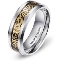 Guangzhou Jewelry Hiphop 8mm Men Silver Tungsten Steel Textured Black Carbon Fiber Pattern Inlay Finger Rings