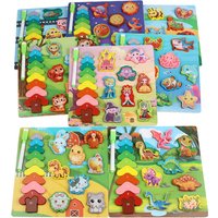 2026 New Montessori Children's Wooden 3D Tree Scene Jigsaw Puzzle Drawing Board Game Educational Learning Gift Toys for Kids