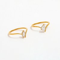 Joolim Jewelry Wholesale 18K Gold Plated Eye Tear Drop Zirconia Stainless Steel Rings for Women Dainty Rings