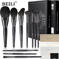 BEILI OEM ODM Manufacturer Competitive Price Best Quality Professional Makeup Brush Beauty Tools 10 Pcs Black Blending Brush