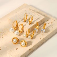 French Retro Style Stainless Steel High-End Earrings Unique Large Small Pearl Design for Women Wholesale Fashion Accessory